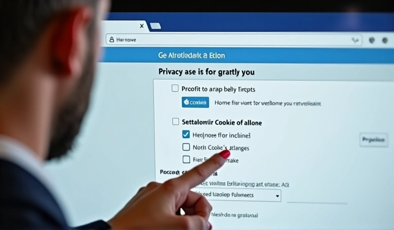 Una persona manejando la configuración de cookies en la interfaz de un navegador web.